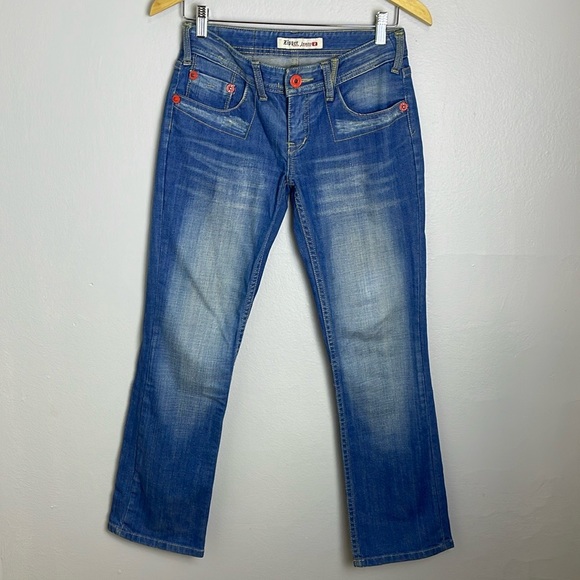 Abercrombie & Fitch Low Rise Straight Jeans Y2K  Embroidery Elk Zipper Pockets - Picture 3 of 14